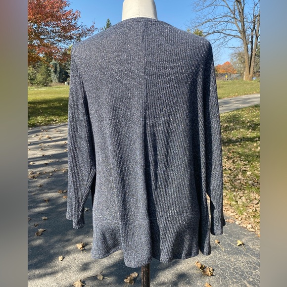 Ophelia Roe 2X Top Gray sparkly sweater/Side Tie Crew neck Long Sleeve soft knit - Picture 7 of 8